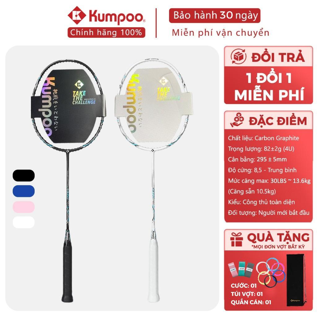 Vợt cầu lông Kumpoo K520 pro chính hãng carbon 4U công thủ toàn diện căng sẵn cước, tặng quấn cán túi vợt mọi người chơi