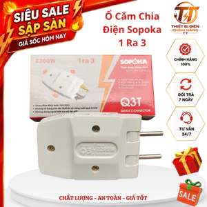 Ổ cắm chia điện, ổ cắm Sopoka 1 ra 3 cổng 2200W chịu tải cao chống cháy