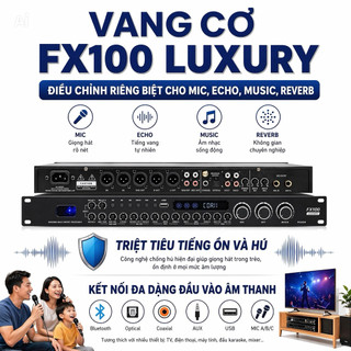 Vang Cơ FX100 LUXURY, Điều Chỉnh Riêng Biệt Cho MIC, ECHO, MUSIC,REVERB, Triệt Tiêu Hoàn Toàn Tiếng Ồn Và Hú
