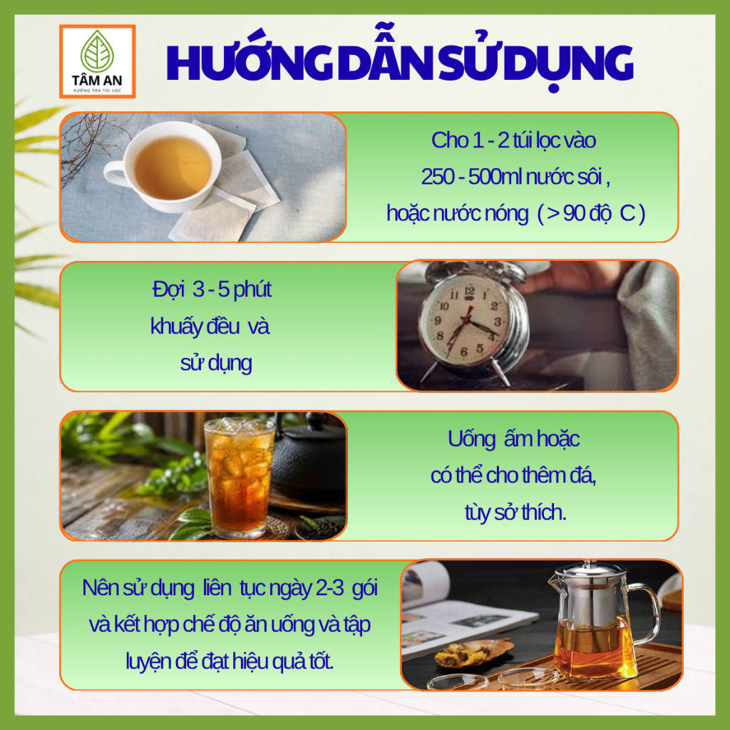 Trà Ích Mẫu Túi Lọc, Đậm Vị Thơm Ngon, Dễ Uống, Tâm An 30 Lọc
