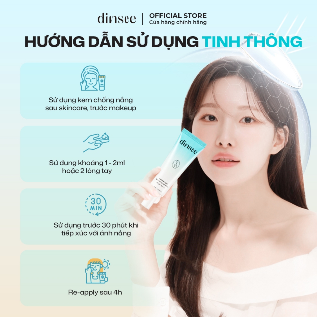 DINSEE KEM CHỐNG NẮNG THUẦN CHAY NÂNG TONE & TRIỆT SẮC Premium Vegan Blue Tone Up Sunscreen SPF50+PA++++ (50ml) LIVE