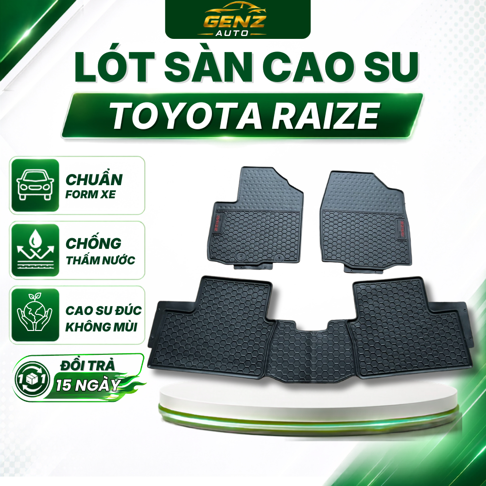 THẢM LÓT SÀN CAO SU xe Toyota Raize 2020 -> 2021, 2022 -> nay cao su đúc không mùi, dễ vệ sinh - Mẫu NISSIN chữ xám
