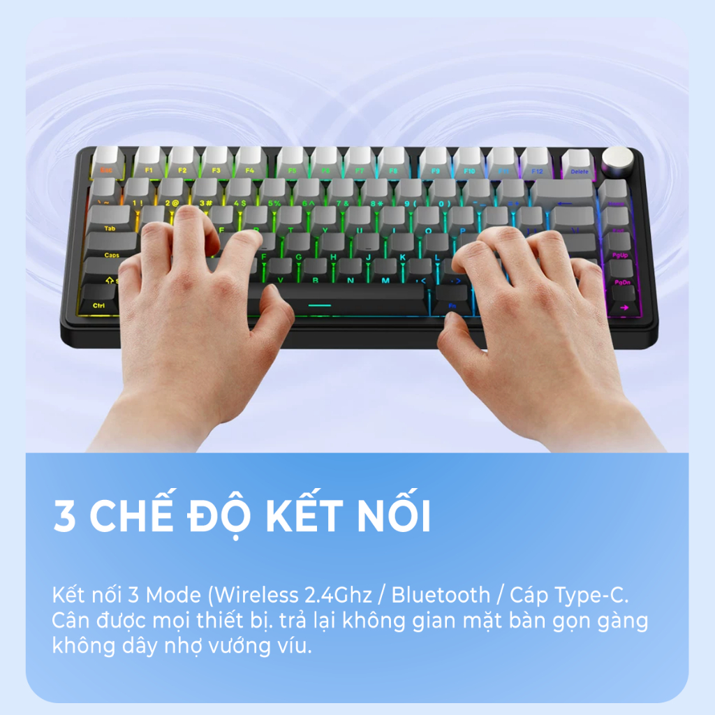 Bàn phím cơ Xinmeng M75 - Bàn phím cơ không dây led RGB, Pin 7000mAH, Bàn phím Hotswap, Núm xoay, 3 mode kết nối | BigBuy360 - bigbuy360.vn