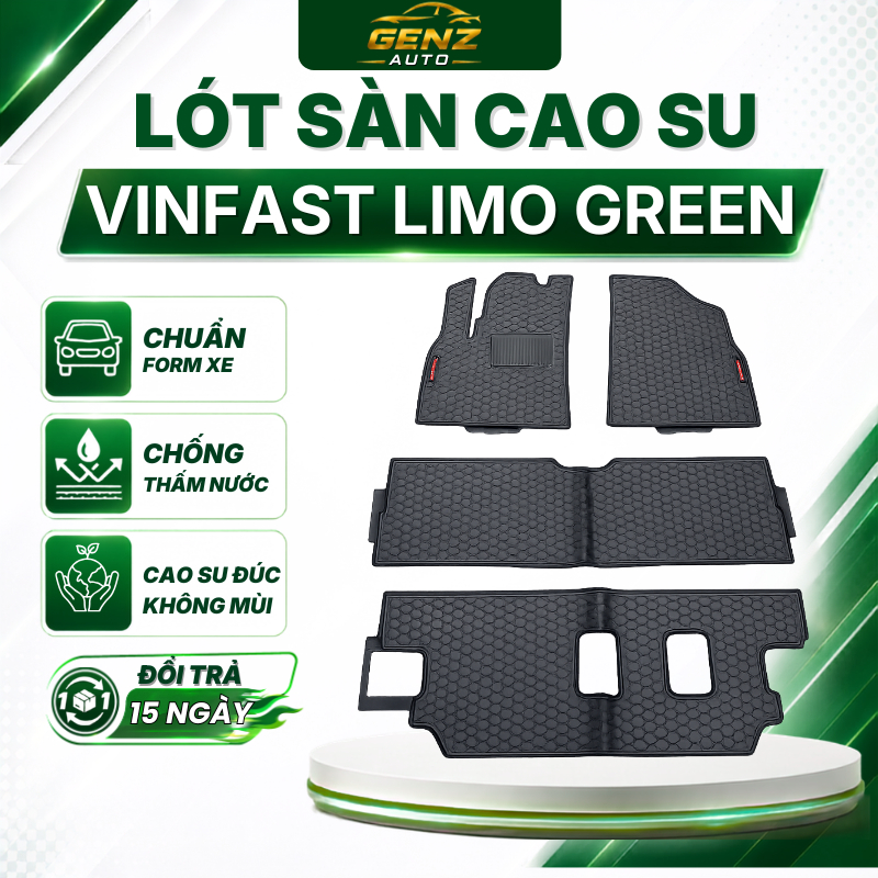 Lót sàn, lót cốp Limo Green/ MPV 7 -Cao su đúc nguyên khối không mùi, chuẩn form xe, chống trượt