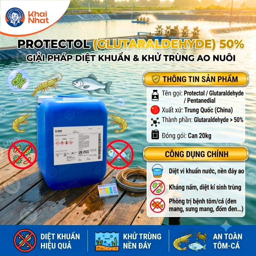Protectol GA 50 - Glutaraldehyde > 50% (20kg/can) - Chất Sát Khuẩn, Nấm, Virus, Kháng Kí Sinh Trùng