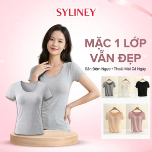 Áo Thun Nữ Có Đệm Syliney Vải Sợi Tre Mềm Mịn Co Giãn 4 Chiều Vận Động Thoải Mái - AO0021