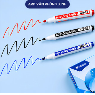 Hộp 10 bút lông viết bảng Thiên Long wb-03 mực xanh đỏ đen ngòi 2.5mm dễ xóa dùng văn phòng trường học