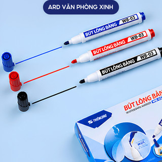 Hộp 10 bút lông viết bảng Thiên Long wb-03 mực xanh đỏ đen ngòi 2.5mm dễ xóa dùng văn phòng trường học