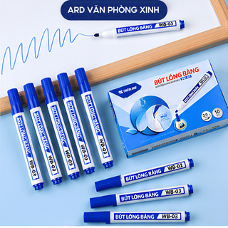 Hộp 10 bút lông viết bảng Thiên Long wb-03 mực xanh đỏ đen ngòi 2.5mm dễ xóa dùng văn phòng trường học