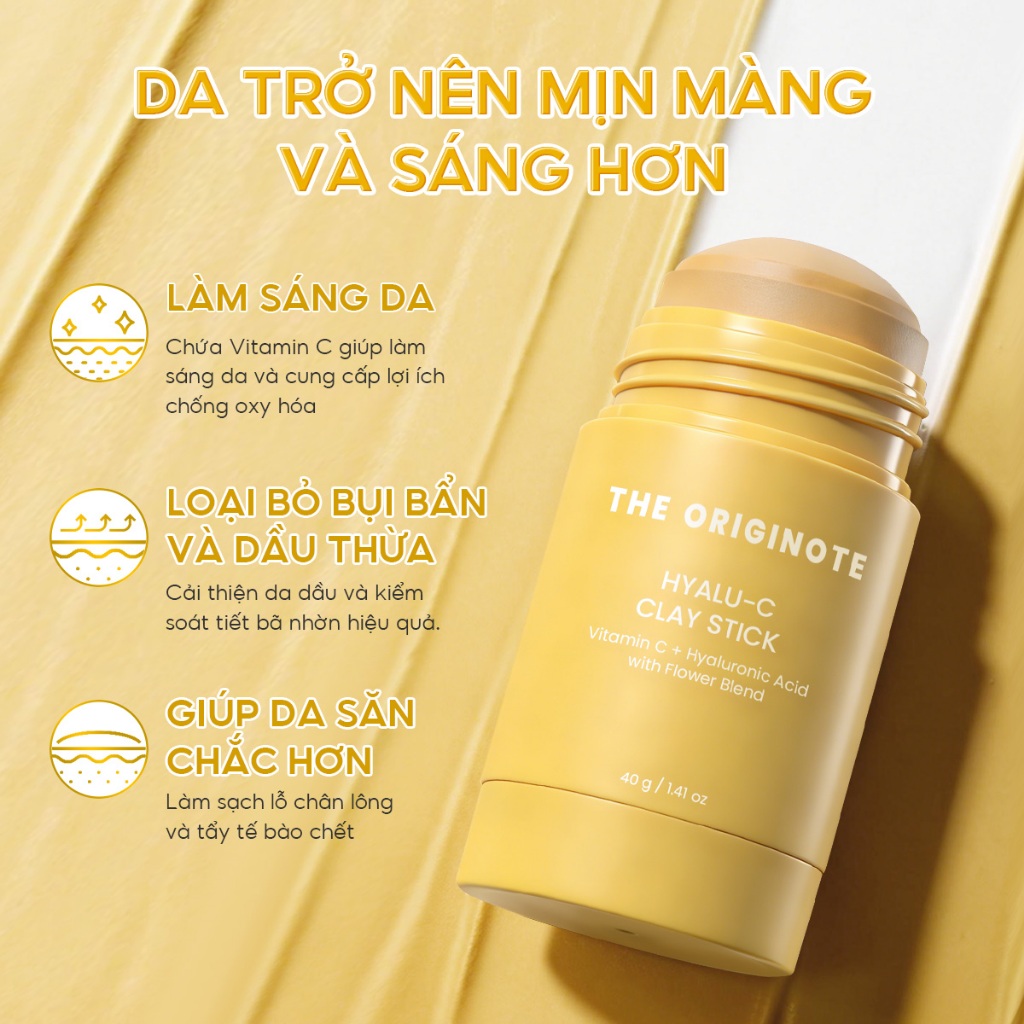 Thanh Lăn Mặt Nạ Đất Sét The Originote Làm Sạch Lỗ Chân Lông Giảm Mụn Lột Mụn Đầu Đen Kiểm Soát Dầu Clay Mask Stick 40g