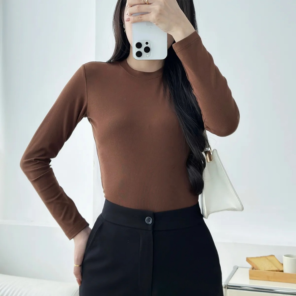 Áo Tăm Dài Tay Nữ AZ CLOTHING Dáng Ôm Tôn Dáng Áo Thun Thu Đông Cổ Tròn Chất Thun Lạnh Co Giãn Mềm Mịn Basic
