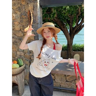 Sét Áo lệch vai ngắn tay Kèm áo yếm mặc trong in hình cute JULY FASHION, Áo thun nữ trể vai hottrend 2026, chất mịn đẹp