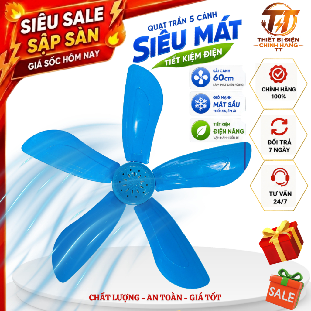 Quạt treo mùng 5 cánh 60cm siêu mát, quạt treo màn gió mạnh cho phòng trọ