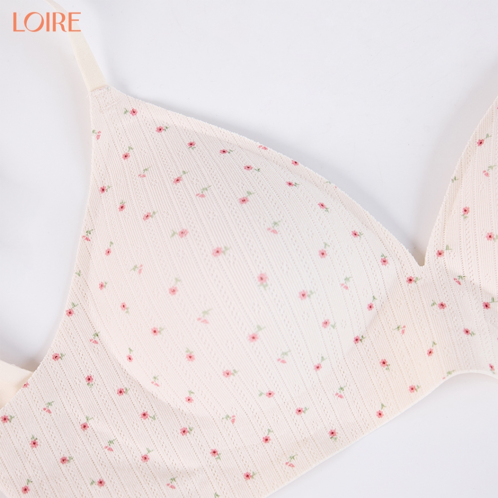 Áo Lót Nữ Không Gọng Loirechic Al260744 Đệm 1cm Nâng Ngực Tự Nhiên Bản Lưng To Che Mỡ Lưng Hoa Nhí