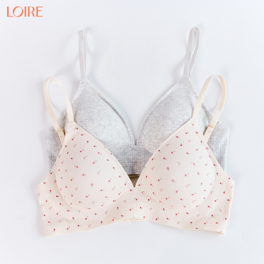 Áo Lót Nữ Không Gọng Loirechic Al260744 Đệm 1cm Nâng Ngực Tự Nhiên Bản Lưng To Che Mỡ Lưng Hoa Nhí