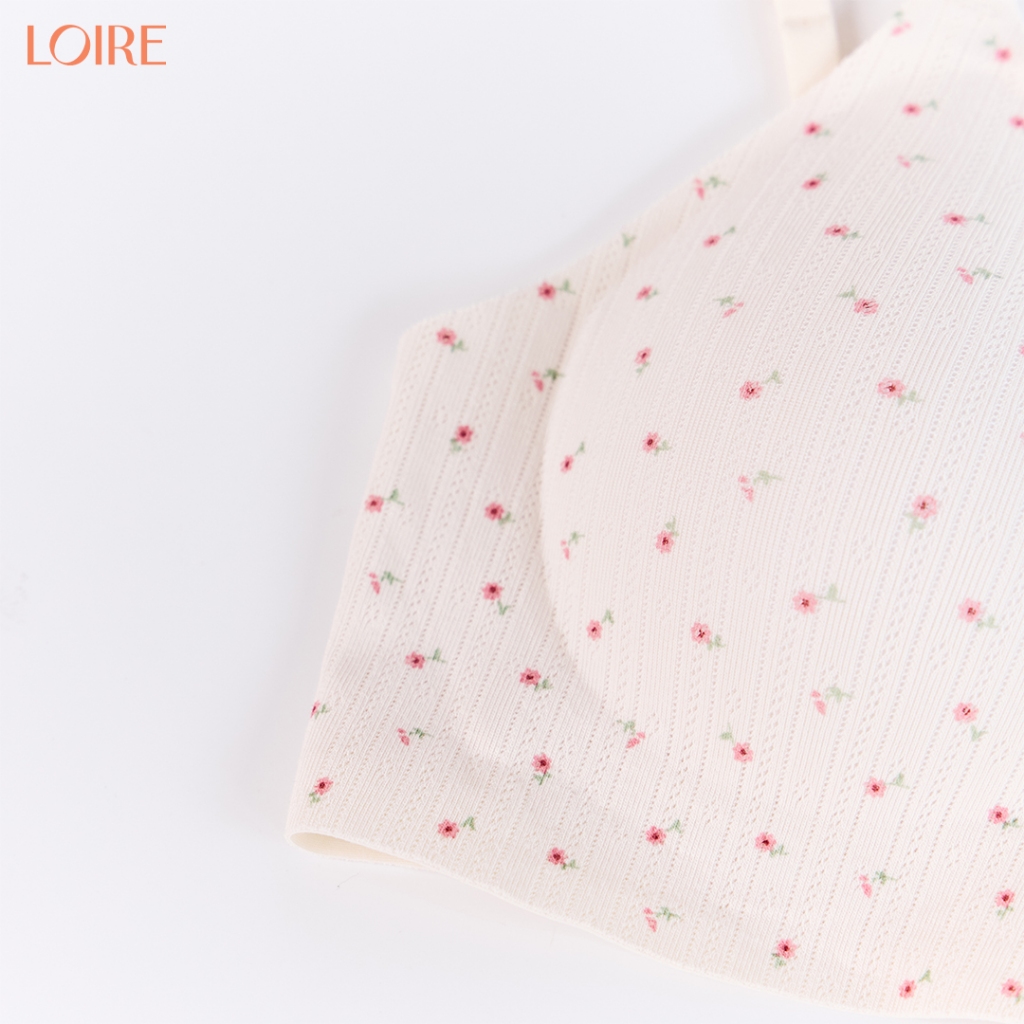 Áo Lót Nữ Không Gọng Loirechic Al260744 Đệm 1cm Nâng Ngực Tự Nhiên Bản Lưng To Che Mỡ Lưng Hoa Nhí