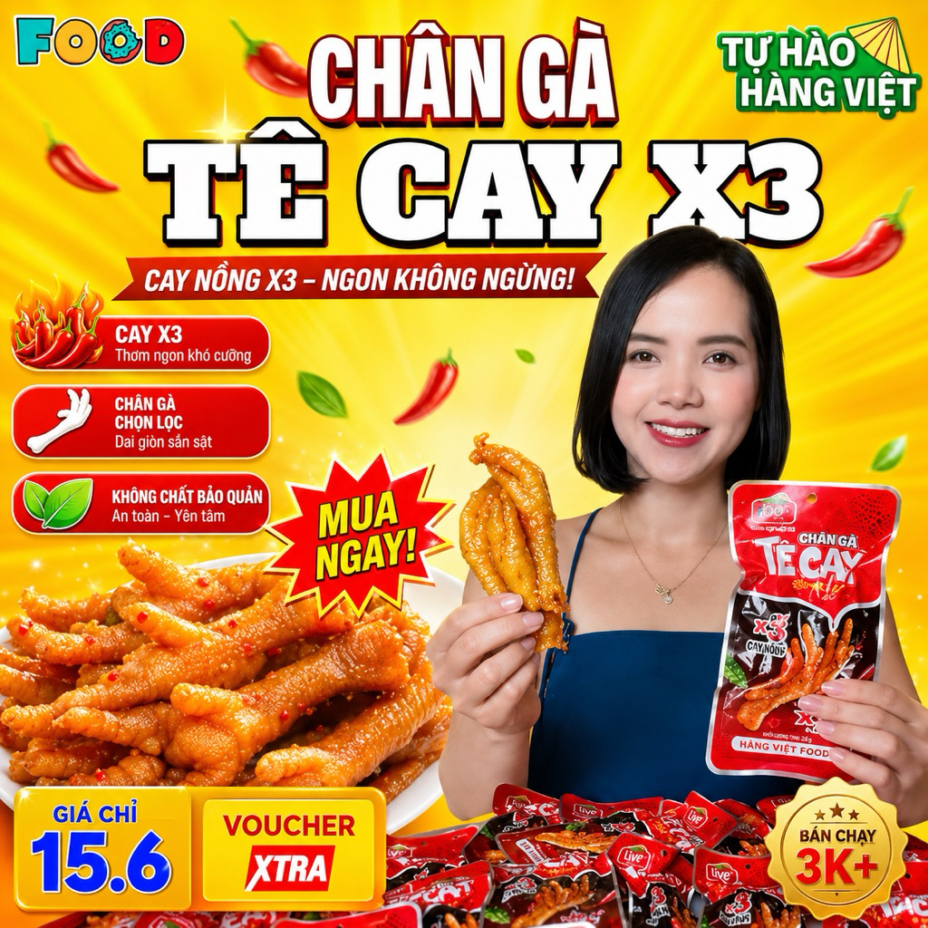 Được 45 chân gà Tê Cay khi mua [Combo 15 Chân gà tê cay X3]