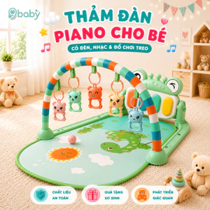 Thảm Nhạc Cho Bé Nằm Chơi Piano Mẫu Ếch Xanh - Thảm 2 Mặt Chống Thấm Nhiều Chế Độ Nhạc
