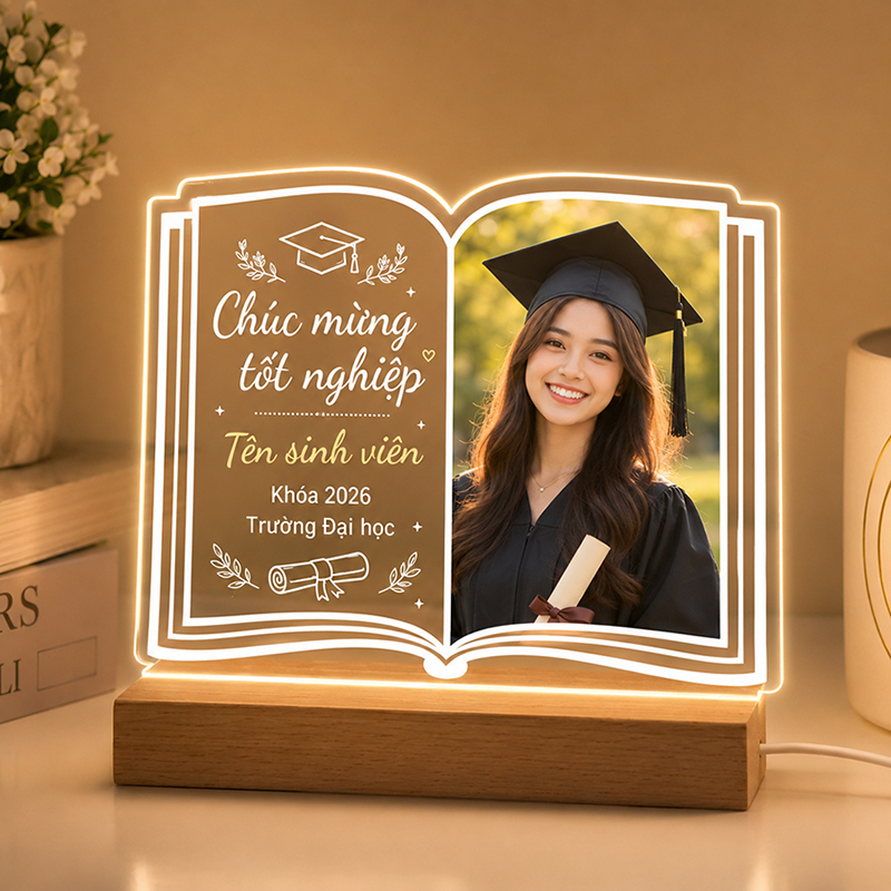 Đèn LED Mica Khắc Hình Chúc Mừng Tốt Nghiệp Theo Yêu Cầu - Quà Tặng Tốt Nghiệp Cá Nhân Hóa - Habo Shop