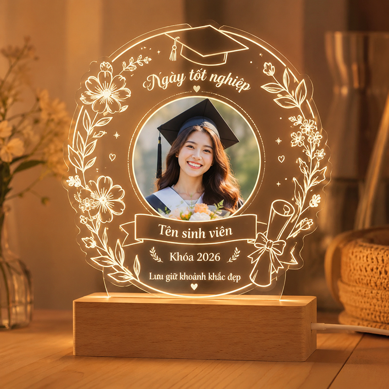 Đèn LED Mica Khắc Hình Chúc Mừng Tốt Nghiệp Theo Yêu Cầu - Quà Tặng Tốt Nghiệp Cá Nhân Hóa - Habo Shop