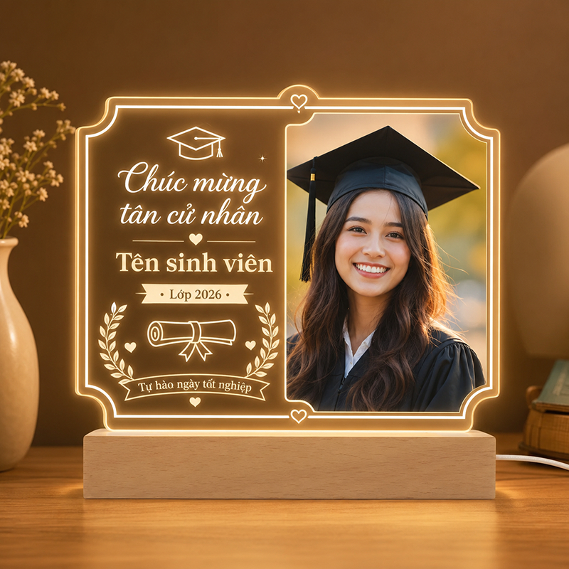 Đèn LED Mica Khắc Hình Chúc Mừng Tốt Nghiệp Theo Yêu Cầu - Quà Tặng Tốt Nghiệp Cá Nhân Hóa - Habo Shop
