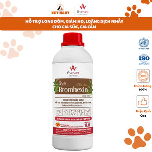 Five-Bromhexim thảo dược hỗ trợ long đờm, giảm ho, dịu cổ họng cho gia súc, gia cầm, thủy cầm 1 Lit