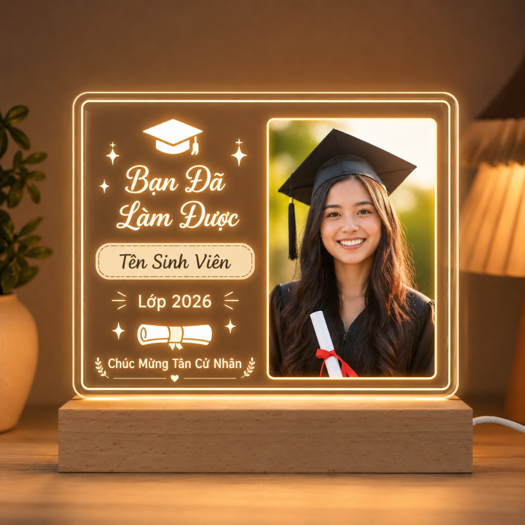 Đèn LED Mica Khắc Hình Chúc Mừng Tốt Nghiệp Theo Yêu Cầu - Quà Tặng Tốt Nghiệp Cá Nhân Hóa - Habo Shop