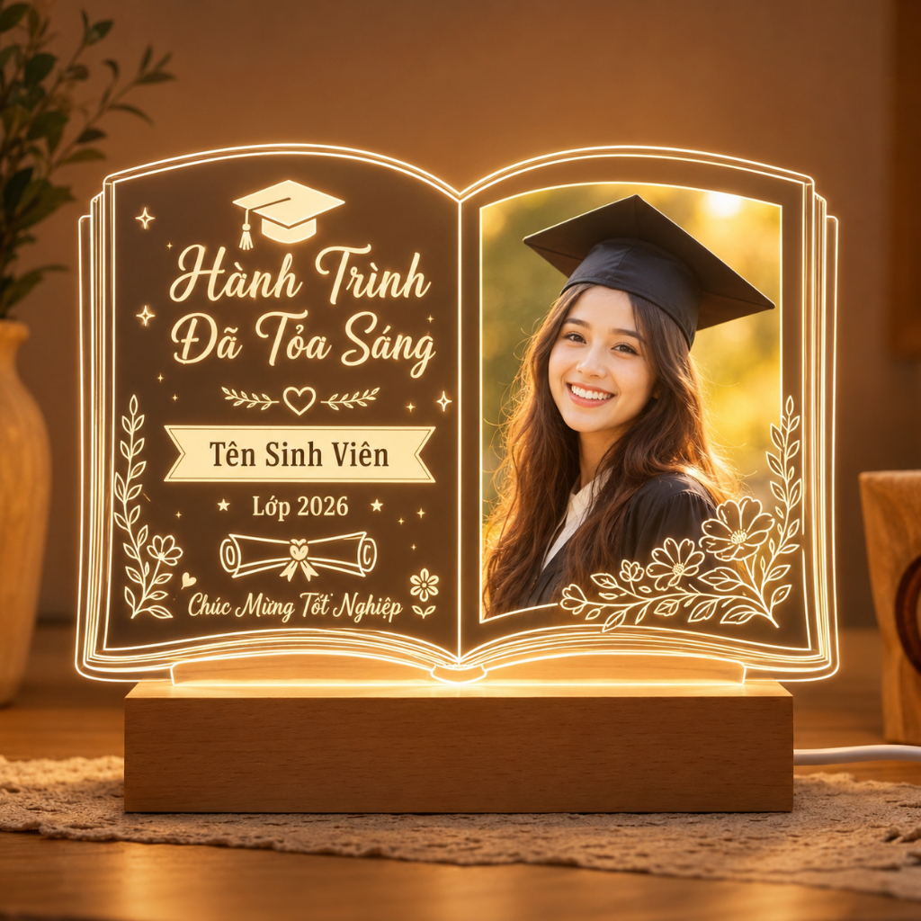 Đèn LED Mica Khắc Hình Chúc Mừng Tốt Nghiệp Theo Yêu Cầu - Quà Tặng Tốt Nghiệp Cá Nhân Hóa - Habo Shop