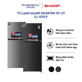 SJ-X215V-SL - Tủ Lạnh Sharp Inverter 197L SJ-X215V-SL - Ngăn Đá Trên, Làm Lạnh Đa Chiều, Khử Mùi -Bảo Hành 12 Tháng