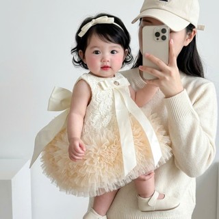 ĐẦM REN BỒNG BỀNH ĐÍNH NƠ NHẸ NHÀNG - SANG CHẢNH CHO BÉ 7-15KG | ANHMYBABY