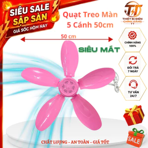 Quạt treo mùng 5 cánh 50cm siêu mát, quạt treo màn cho phòng trọ phòng ngủ
