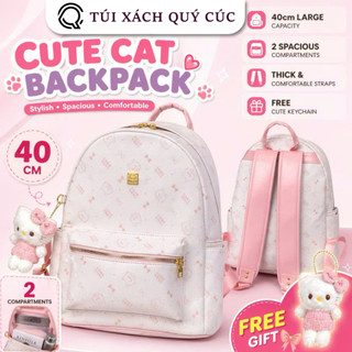 (Quai To) Balo đi học CowKitty (Có Móc Khóa) Size40 Size32 nữ thời trang đi chơi du lịch đựng vừa sách vở A4 BL99