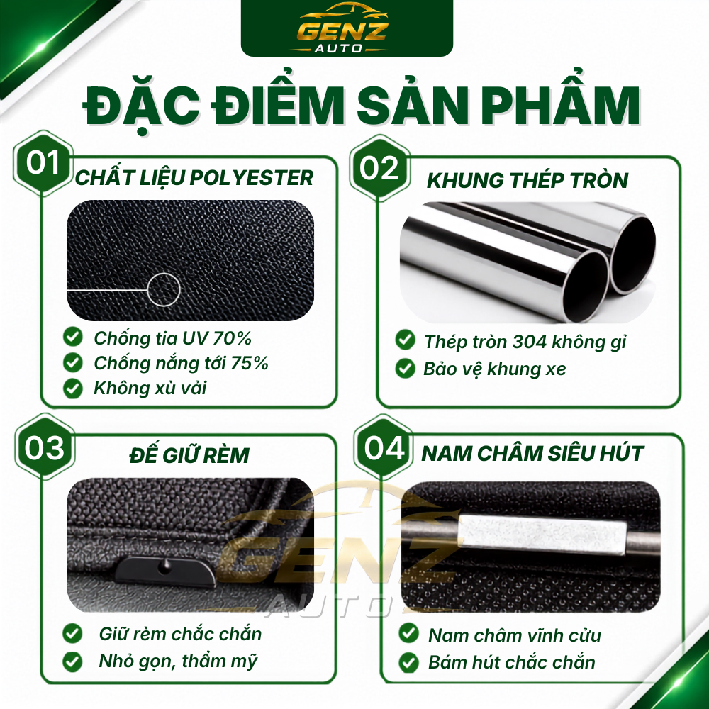 Rèm che nắng xe Mazda 2 2015 - 2018, 2022 - nay sedan, hatback - có nam châm hút cao cấp