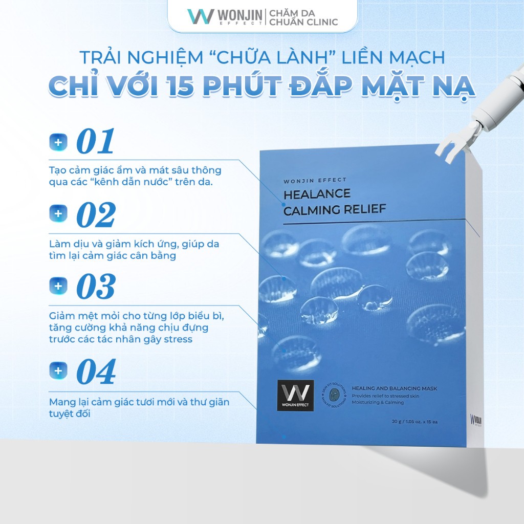 COMBO 2 Hộp Mặt Nạ Hỗ Trợ  Cấp Ẩm Và Làm Dịu Da Wonjin Effect Healance Calming Relief Mask 30g (30gx10)