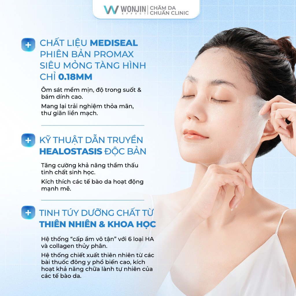 COMBO 2 Hộp Mặt Nạ Hỗ Trợ  Cấp Ẩm Và Làm Dịu Da Wonjin Effect Healance Calming Relief Mask 30g (30gx10)