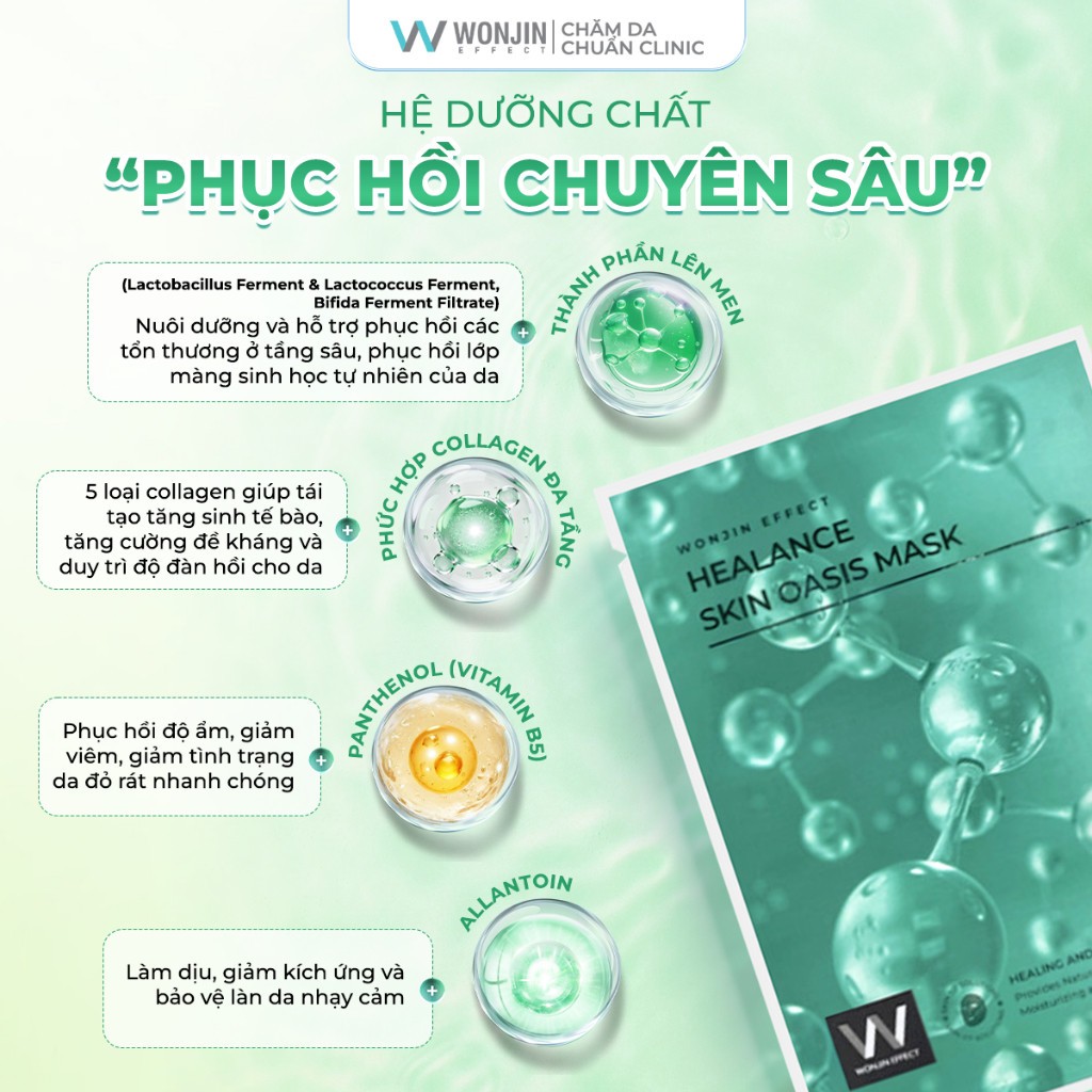 COMBO 2 Hộp Mặt Nạ Hỗ Trợ Làm Dịu Da Wonjin Effect Healance Skin Oasis Mask 30g (30gx10)