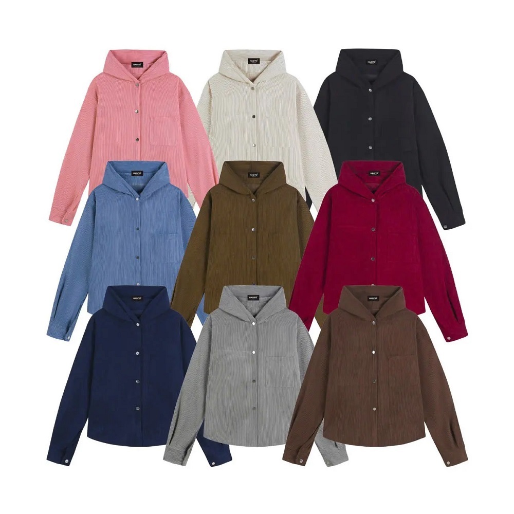 Áo Chống Nắng Sơ Mi Nhung Gân Dáng Rộng Có Mũ AZ CLOTHING Áo Khoác Cực Chất Cho Nam Và Nữ Phong Cách Hàn Quốc
