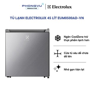 Tủ Lạnh Mini Electrolux 45L EUM0500AD-VN - 1 Cánh, Cửa Thép Không Gỉ, Ngăn CoolZone, Khay Cửa XXL - Bảo Hành 12 Tháng