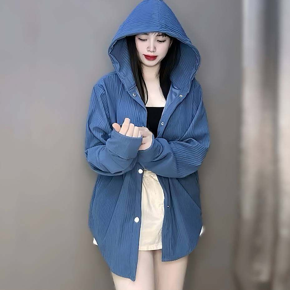 Áo Chống Nắng Sơ Mi Nhung Gân Dáng Rộng Có Mũ AZ CLOTHING Áo Khoác Cực Chất Cho Nam Và Nữ Phong Cách Hàn Quốc