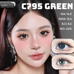 Lens mắt C795 Green màu xanh đen, có viền tự nhiên, size nhỏ - thương hiệu LUNA EYES