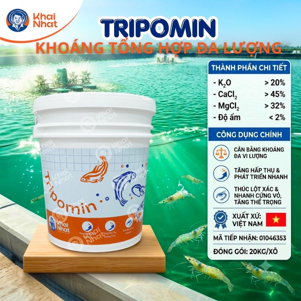 Tripomin khoáng tổng hợp đa lượng (20kg/Thùng) - Khoáng trộn với thức ăn thủy sản
