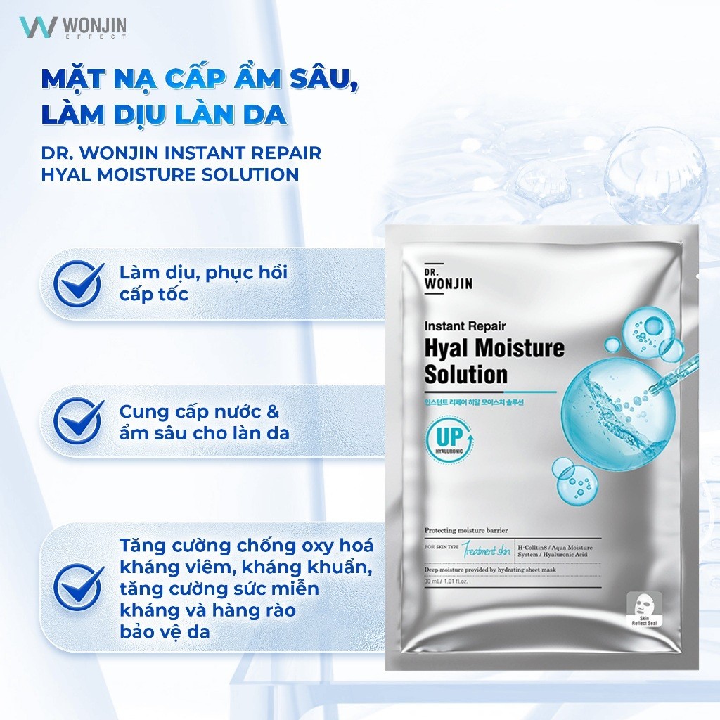 [VHL x WONJIN] Hộp 10 Mặt Nạ Cấp Ẩm Cấp Tốc Chuyên Sâu Dr. Wonjin Instant Repair Hyal Moisture Solution 30g x10