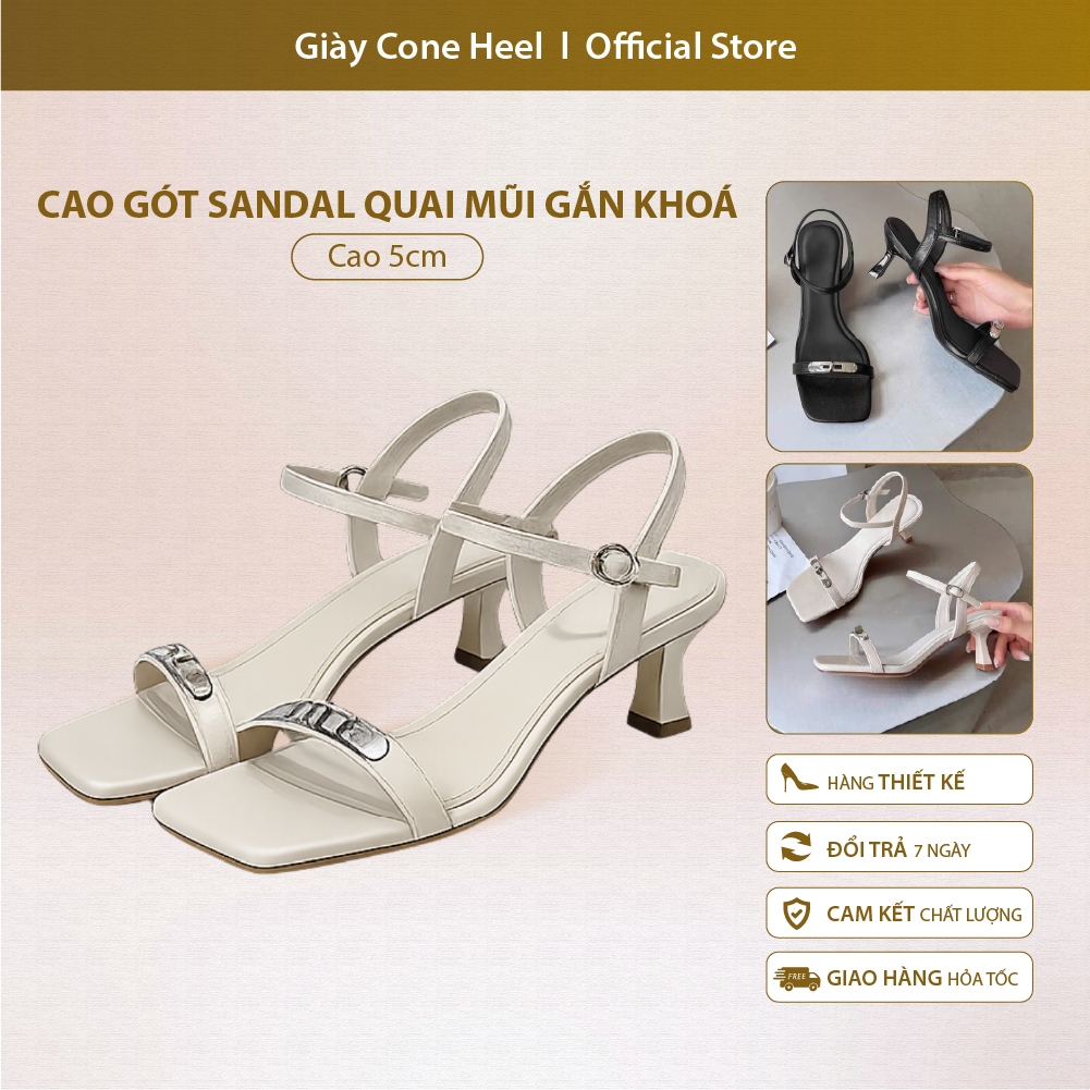 Cao gót sandal quai mũi gắn khoá thời trang thanh lịch – thiết kế hiện đại, dễ phối đồ