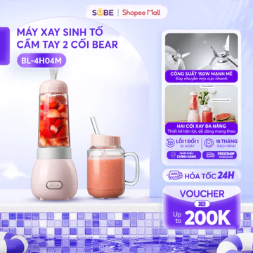 Máy Xay Sinh Tố BEAR 2 Cối, Máy Xay Sinh Tố Cầm Tay Kèm Ống Hút Máy Xay Cầm Tay Đa Năng Máy Xay Sinh Tố Mini 0.4L 4H04M