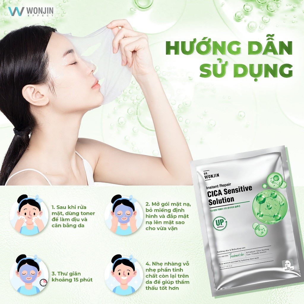 Hộp 10 Mặt Nạ Dr. Wonjin Instant Repair Cica Sensitive Solution 30g x10