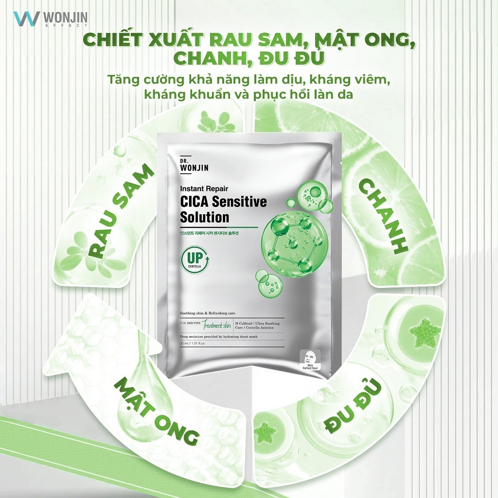 Hộp 10 Mặt Nạ Dr. Wonjin Instant Repair Cica Sensitive Solution 30g x10