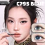 Lens mắt C795 Blue màu xanh loang tự nhiên, có viền, size vừa - thương hiệu LUNA EYES