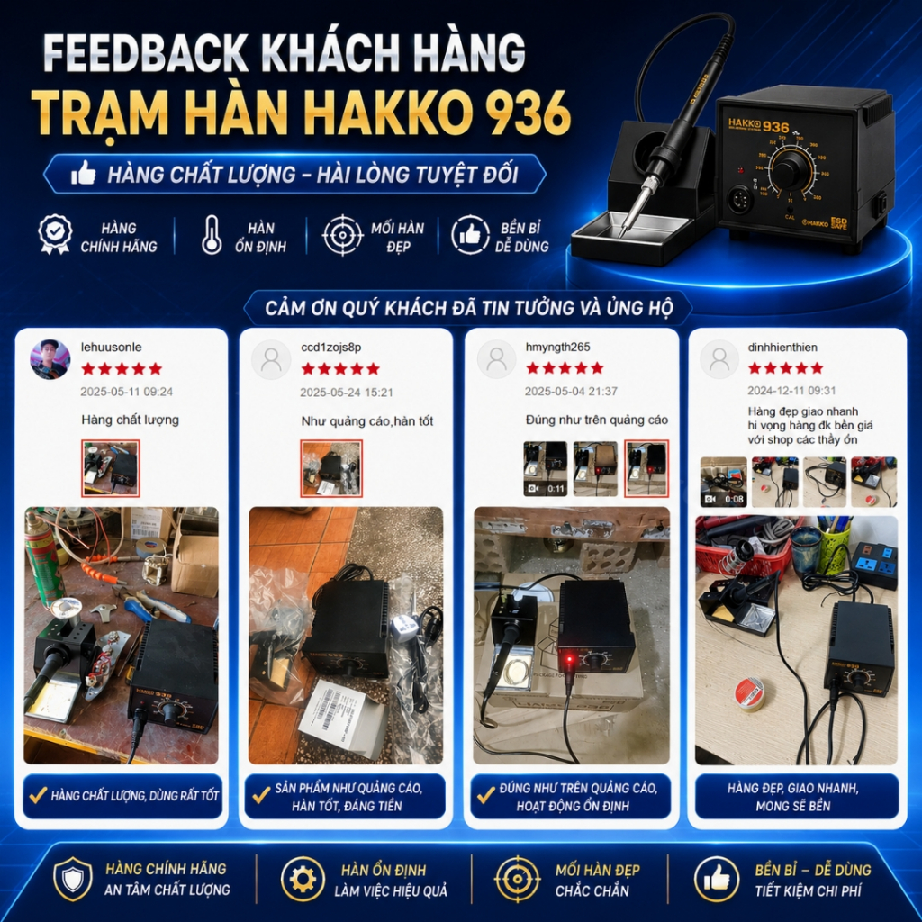 Trạm hàn HAKKO 936 máy hàn chuyên dụng 60W 220V điều chỉnh nhiệt độ chính hãng ilinhkien.