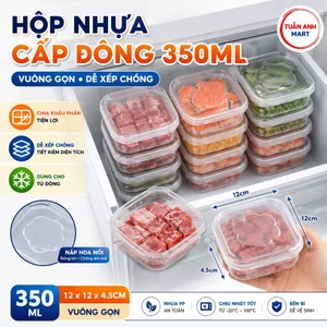 Combo 6 cái Hộp nhựa đựng thực phẩm CẤP ĐÔNG 350ml có nắp