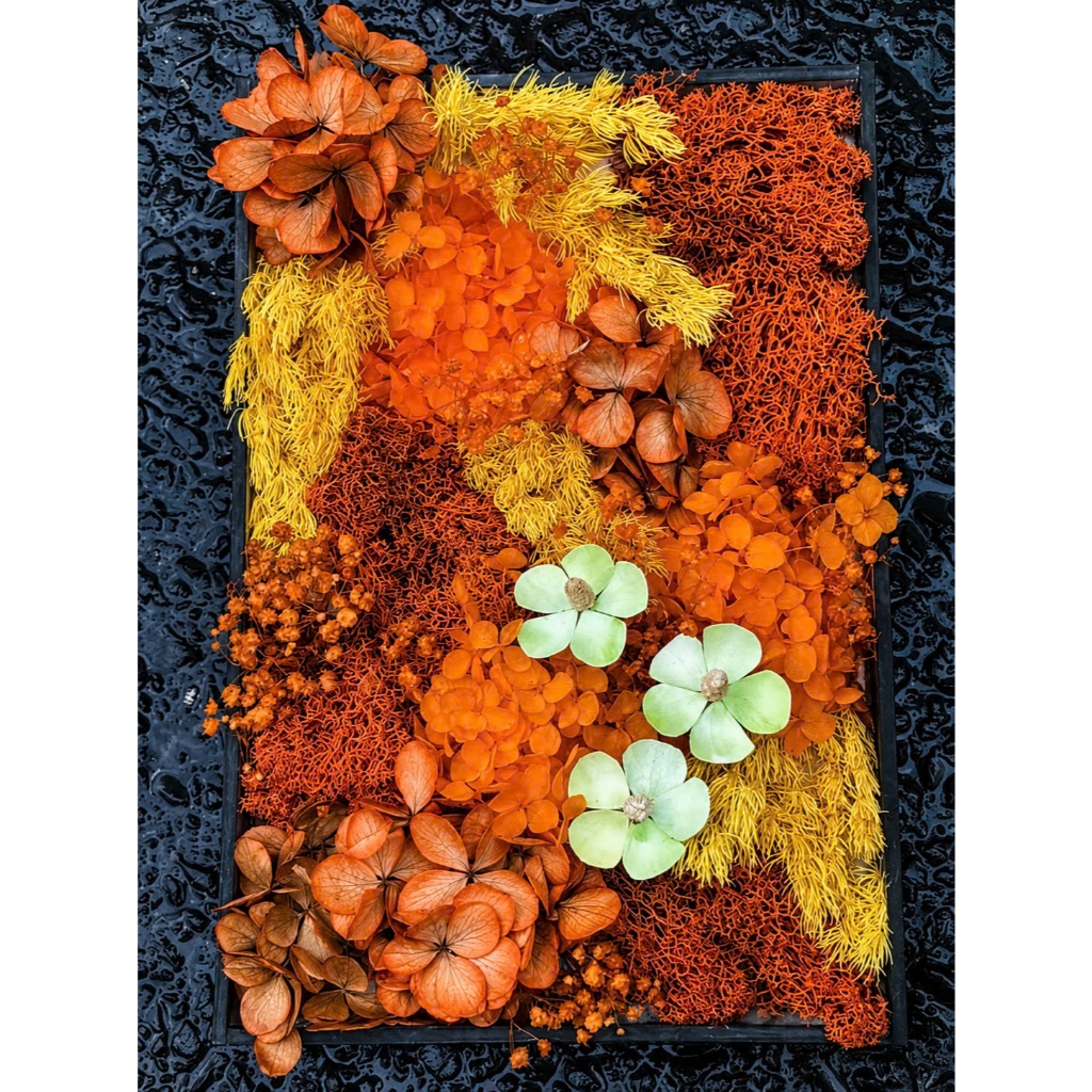 Tranh Hoa Nghệ Thuật ,Rêu bảo tồn phối hoa khô cao cấp, decor, trang trí nổi bật trong mọi không gian spa.cafe